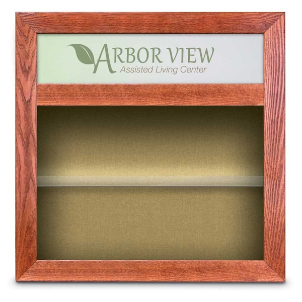 Outdoor Enclosed Combo Board, 42"x32", Bronze Frame/White Porc & Forbo